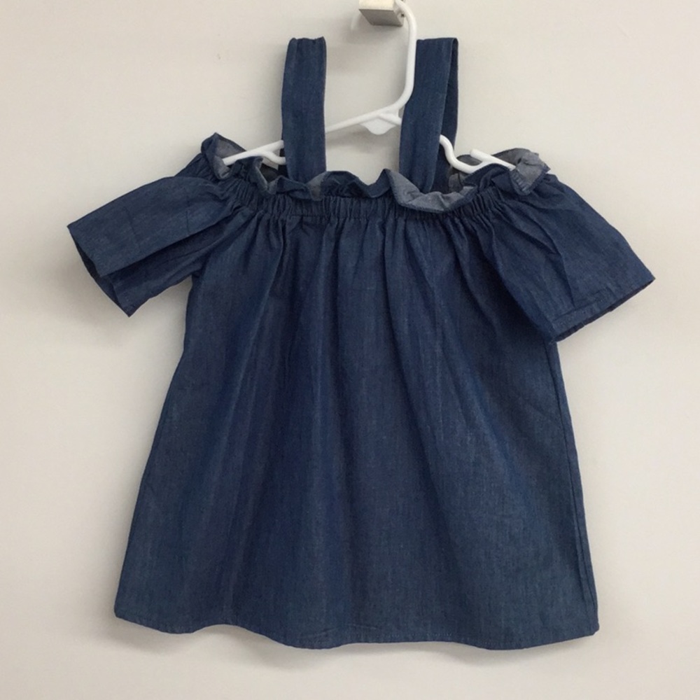 Girls cold shoulder denim top